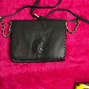 Tory Burch Black Crossbody Bag with Gold Accents